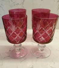 Vintage etched cranberry for sale  BIRMINGHAM