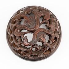 Capa de madeira chinesa antiga para vaso esculpindo morcegos pergaminhos Qing século XIX comprar usado  Enviando para Brazil