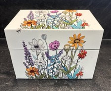 Caixa de arquivo de receita de metal 4x6" com flores inclui divisórias alfabéticas e cartões comprar usado  Enviando para Brazil