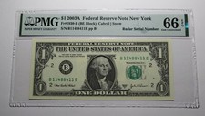 $1 2003 Radar Número de Série Moeda da Reserva Federal Nota Bancária Bill PMG UNC66EPQ comprar usado  Enviando para Brazil
