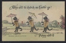 Cartão Pussy-will-O - Gatos com Pele de Salgueiro - Quem vai à igreja na Páscoa?, usado comprar usado  Enviando para Brazil