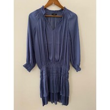 Mini vestido plissado Current Air Aurelio azul empoeirado manga longa XS frente amarrada, usado comprar usado  Enviando para Brazil