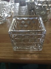Antiga caixa de puff quadrada Fostoria American transparente sem tampa #2056 cubo bugiganga 3” comprar usado  Enviando para Brazil