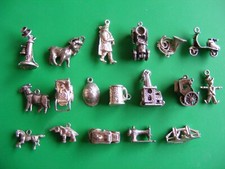 ZE VINTAGE STERLING PRATA ENCANTOS CHARME BONÉ BURRO CHIFRE CARRO VEADO SINO CAVALO HARPA comprar usado  Enviando para Brazil
