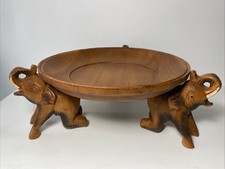 Usado, Bandeja de madeira ajoelhada 3 elefantes esculpida à mão decoração de mesa decoração para casa comprar usado  Enviando para Brazil