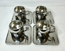Usado, 4 xícaras e pires quadrados térmicos de aço inoxidável Tramontina inox Brasil comprar usado  Enviando para Brazil
