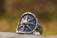 Único Anillo Escudo Vikingo Hecho a Mano Hombres Joyería Nórdica Armadura Guerrero Sello segunda mano  Embacar hacia Mexico