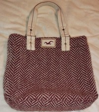Usado, Bolsa tote Hollister 2 alças padrão Chevron cor cranberry e creme comprar usado  Enviando para Brazil