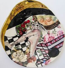 Placa de arte cerâmica nua Laney K. Oxman dourada 1983 escultural. comprar usado  Enviando para Brazil