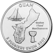 Moeda de 25 centavos 2009 P Guam Territory State. Rolo perfeito não circulado dos EUA., usado comprar usado  Enviando para Brazil