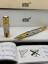 Luxuosa Montblanc Queen Elizabeth L. E. {Tinta Azul}Caneta Esferográfica Prata+Dourada, usado comprar usado  Enviando para Brazil