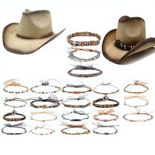 Chapéu de cowboy masculino feminino faixas étnico faroeste cinto chapéu cowboy vaqueira frisado faixa de chapéu, usado comprar usado  Enviando para Brazil