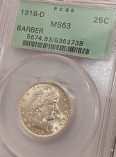 1916-D PCGS MS63 Barbeiro 25C Quarto Etiqueta Verde comprar usado  Enviando para Brazil
