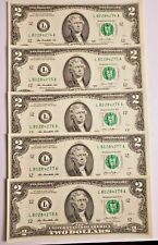 USA - 5 Billets de 2 Dollars a l'état impeccable, neuf. Envoi Gratuit comprar usado  Enviando para Brazil