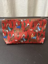 Bolsa de maquiagem JUSTIN feminina vintage núcleo sudoeste vermelha nylon cano de cavalo corrida 9x6 comprar usado  Enviando para Brazil