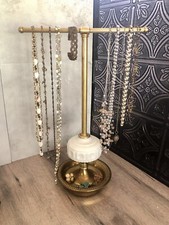 Soporte para Joyería Vidrio Leche Lámpara Reutilizada Organizador de Joyas Exhibición Base de Latón segunda mano  Embacar hacia Mexico