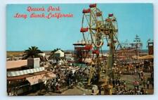Cartão postal Queen's Park, Long Beach CA ~ RODA GIGANTE DUPLA parque de diversões c1960 comprar usado  Enviando para Brazil