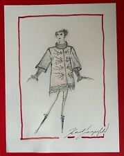 Karl Lagerfeld ORIGINAL Fashion Sketch Chanel Ink Pen & Marker Fabric Drawing comprar usado  Enviando para Brazil