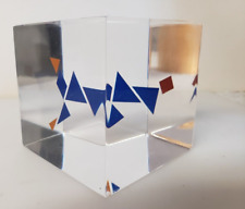 Cubo de escultura acrílico cinético óptico op art geométrico incorporado em 3D Lucite 2975 comprar usado  Enviando para Brazil