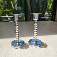 Par de castiçais usinados de alumínio exclusivos, estilo Art Deco vintage comprar usado  Enviando para Brazil