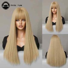 Usado, Perucas loiras longas retas peruca de cabelo Bangs para mulheres cosplay diário festa Lolita comprar usado  Enviando para Brazil