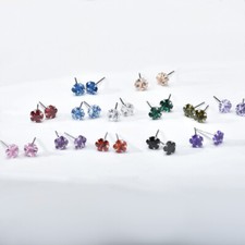 Usado, BRINCO FLOR DE CRISTAL TACHAS PRATA MACIÇA FEMININO PRATA ESTERLINA ZIRCÔNIA CÚBICA comprar usado  Enviando para Brazil
