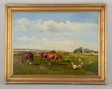 Niels Christiansen, pintor dinamarquês. Óleo sobre tela. Cavalos e gansos em um prado., usado comprar usado Niels Christiansen, pintor dinamarquês. Óleo sobre tela. Cavalos e gansos em um prado., usado comprar usado  Enviando para Brazil