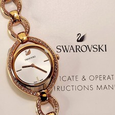 Relógio Swarovski Feminino Stella Link Tom Dourado 8" Pulseira Cristal Rosto Branco, usado comprar usado  Enviando para Brazil