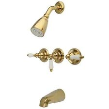 Torneira de banheira e chuveiro Kingston latão KB232PL com alça de alavanca de 3 porcelanas, P... comprar usado  Enviando para Brazil