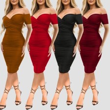 Vestido Bodycon Feminino Fora do Ombro Ruched - Vestido de Festa Elegante para Coquetel Noite comprar usado  Enviando para Brazil