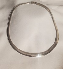 Lindo colar de corrente Omega de prata esterlina 18" 8mm marcado 925 Itália  comprar usado  Enviando para Brazil