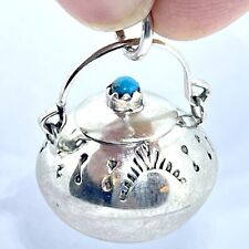 Usado, Pingente miniatura panela de feijão pan Navajo assinado berloque WKW 925 turquesa comprar usado  Enviando para Brazil