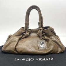 Autêntica bolsa de mão Giorgio Armani logotipo placa anos 90 couro marrom vintage, usado comprar usado  Enviando para Brazil