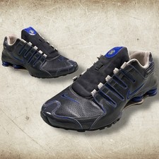 Tênis de corrida Nike Shox NZ masculino tamanho 14 couro preto azul 378341-052 sem cadarços comprar usado  Enviando para Brazil