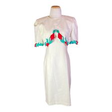 Vestido justo vintage Pia Rucci tamanho 4 manga curta vermelho verde acabamento floral *falhas comprar usado  Enviando para Brazil