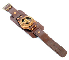 Relógio bússola de bronze e pulseiras de couro steampunk náutico comprar usado  Enviando para Brazil