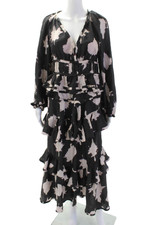 Blusa Ulla Johnson Feminina Seda Abstrata Decote V Top + Conjunto Saia Preta Tamanho 2 comprar usado  Enviando para Brazil