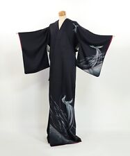 Kimono / Hōmongi japonês de seda preta com fênix e destaque dourado / 2402032 comprar usado  Enviando para Brazil