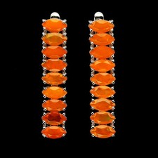 Brincos de prata esterlina 925 opala laranja marquesa 6x3mm pedra preciosa natural comprar usado  Enviando para Brazil