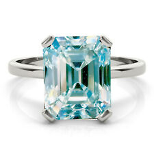Anel de noivado de prata 8,21 quilates Vvs1+: azul esmeralda branco diamante moissanita real comprar usado  Enviando para Brazil