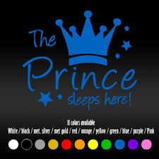 Adesivo de vinil 6" Prince Sleeps here citação parede quarto bebê menino janela diecut, usado comprar usado  Enviando para Brazil
