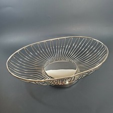International Silver Co Silverplate Vintage Fio de Metal Tigela de Frutas MCM Pão Oval comprar usado  Enviando para Brazil