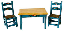 Mesa de madeira miniatura para casa de bonecas 4 cadeiras pintadas à mão móveis rústicos assinados comprar usado  Enviando para Brazil