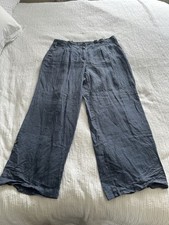 Usado, Calça Wrap azul 100% linho perna larga plissada frontal tamanho 20 32,5L bolsos altos comprar usado  Enviando para Brazil