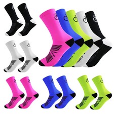 3 pares de calcetines de ciclismo para hombre malla transpirable patrón de bicicleta tubo medio deportes al aire libre segunda mano  Embacar hacia Mexico