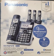 Sistema de telefone sem fio Panasonic com secretária eletrônica, bloco de chamadas com um toque, comprar usado  Enviando para Brazil