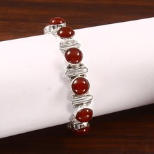 Usado, Pulseira de prata esterlina 925 com pedra preciosa cornalina laranja natural feita à mão comprar usado  Enviando para Brazil