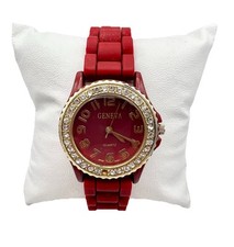 Relógio Feminino Genebra Moldura de Cristal Silicone Vermelho Bling 35mm NOVA BATERIA LIDA comprar usado Relógio Feminino Genebra Moldura de Cristal Silicone Vermelho Bling 35mm NOVA BATERIA LIDA comprar usado  Enviando para Brazil