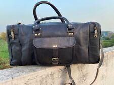 Bagagem de viagem masculina de couro genuíno grande preta para academia fim de semana bolsa para pernoite comprar usado  Enviando para Brazil