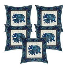 Conjunto de 5 capas de almofada de algodão estampadas em bloco indiano, travesseiros florais boho comprar usado  Enviando para Brazil